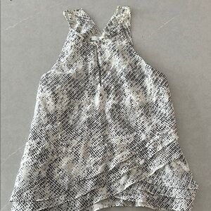 Parker Black and White Asymmetrical Halter Tank Top